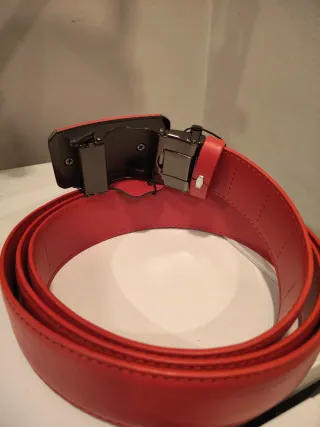 Cinturón Automático Hombre Piel Sintética Rojo