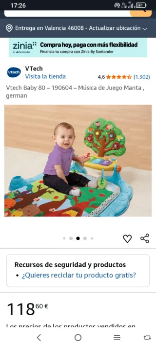 Manta gimnasio Actividades Bebé VTech Árbol Musica