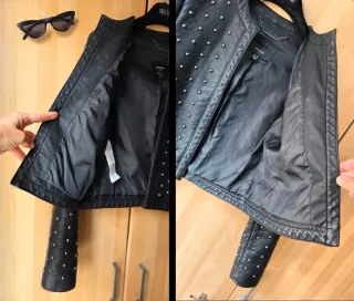 Chaqueta efecto piel Mango tachuelas