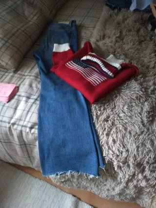 Vaqueros y jersey con bandera americana,tallaS