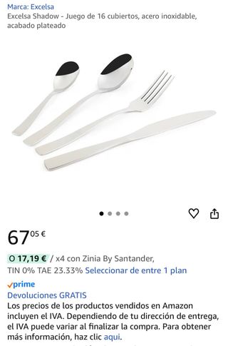 Juego Cubiertos Excelsa Shadow 16 Piezas