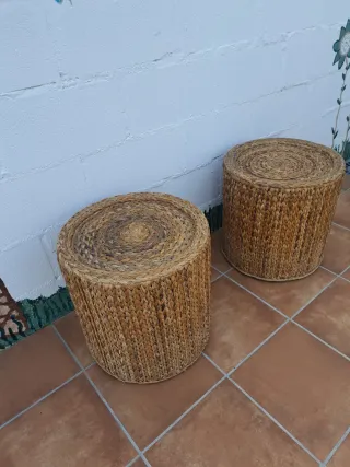 Juego de 2 mesas auxiliares de ratán