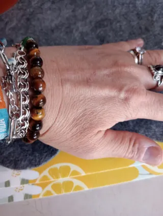 Pulsera Ojo de Tigre, Jade y Ankh Egipcio