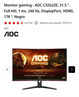 Monitor curvo AOC da 32 pollici