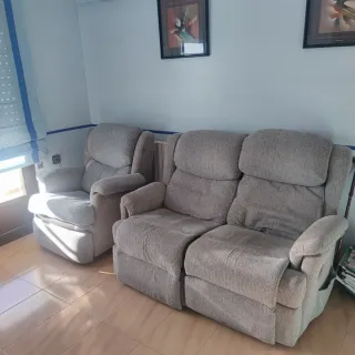 Sofá 2 plazas y sillón individual tela