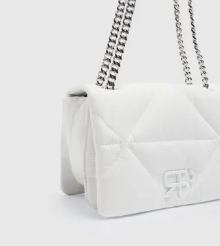 Bolso Bandolera Acolchado Blanco. NUEVO