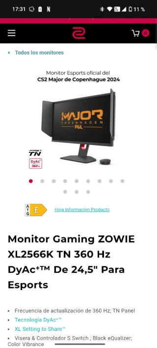 Monitor Gaming ZOWIE XL2566K 360Hz DyAc+ 24,5"