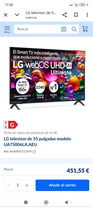 LG Televisor 55 UHD AI webOS