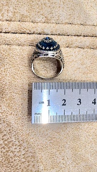Anillo azul plateado Nuevo