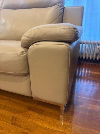 Divano in pelle naturale color beige - 3 posti