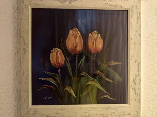 Cuadro de tulipanes pintados