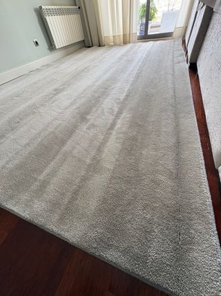 Alfombra moqueta salón beige y gris