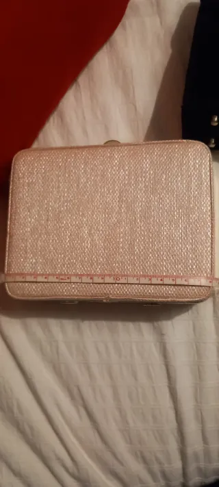 Bolso rígido rosa pálido y dorado
