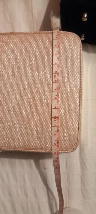 Bolso rígido rosa pálido y dorado