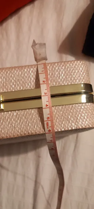 Bolso rígido rosa pálido y dorado