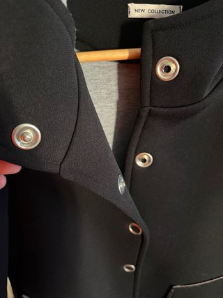 Abrigo Chaqueta Neopreno Negro Gris Capucha