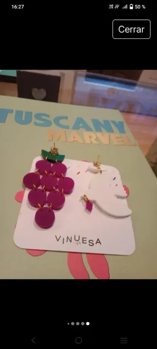 Pendientes Vinuesa Paloma y Uvas