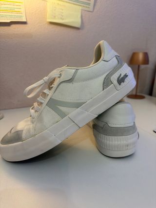 Zapatillas Lacoste Blancas, piel, ante