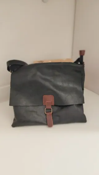 Borsa messenger tipo postina blu e marrone