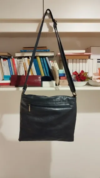 Borsa messenger tipo postina blu e marrone