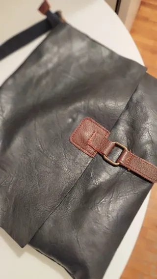 Borsa messenger tipo postina blu e marrone