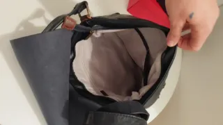 Borsa messenger tipo postina blu e marrone