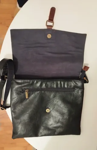 Borsa messenger tipo postina blu e marrone