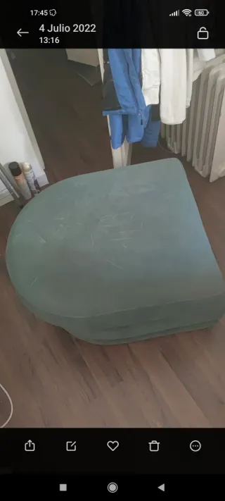 Pouf verde in tessuto, antico e in buone condizioni