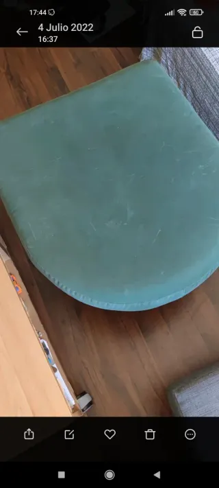 Pouf verde in tessuto, antico e in buone condizioni