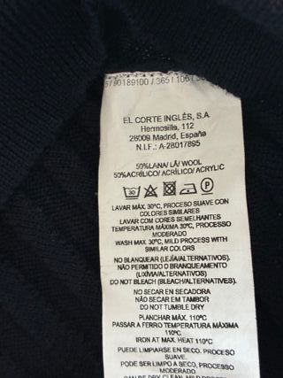 Jersey de lana azul marino de Síntesis. Talla S