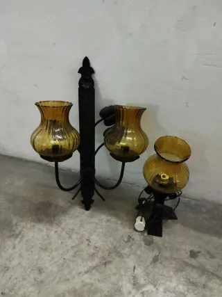 Lámpara de pared doble metal y cristal