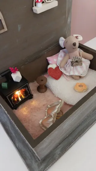 Scatola vintage casa bambole topo simile Maileg