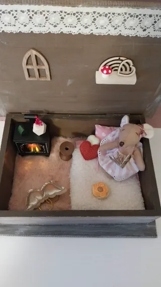 Scatola vintage casa bambole topo simile Maileg