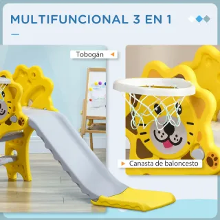 Tobogán infantil león con canasta