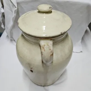 Tinaja vidriada con tapa con dos asas - muy bonita