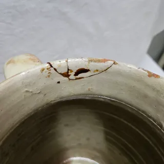 Tinaja vidriada con tapa con dos asas - muy bonita