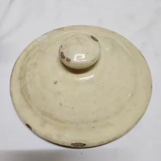 Tinaja vidriada con tapa con dos asas - muy bonita