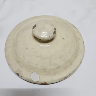 Tinaja vidriada con tapa con dos asas - muy bonita