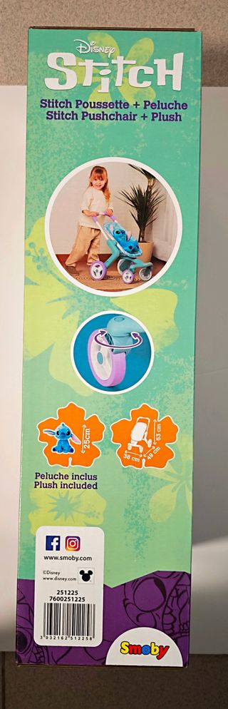 Carrito Muñeca Stitch + Peluche Disney Smoby