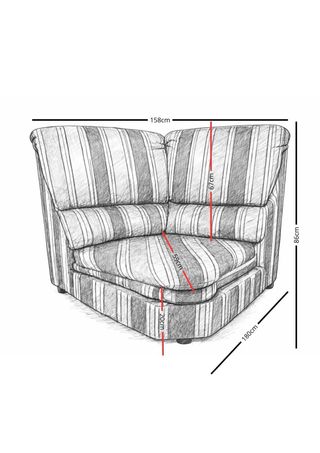 Sofá esquinero tela gris y rojo, en buen estado.
