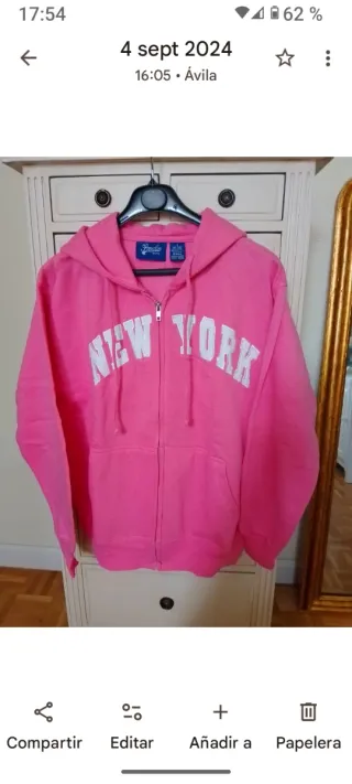 Sudadera New York Rosa Talla Única