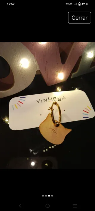 Pendientes Vinuesa Gato Negro y Dorado