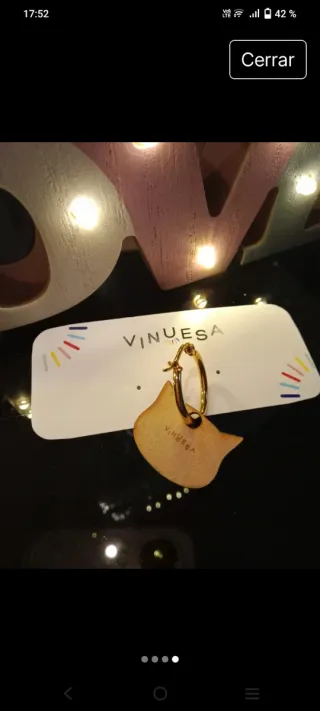 Pendientes Vinuesa Gato Negro y Dorado