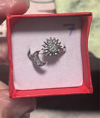 Anillo Sol y Luna Ajustable Plata