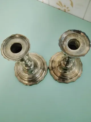 Coppia Candellieri Argentati