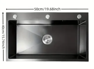 Fregadero Negro con Grifería y Dispensador