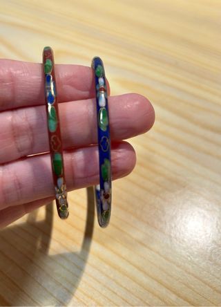 Pareja Pulseras Metálicas Florales