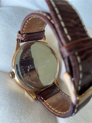 Reloj Massimo Dutti Dorado Correa Piel Marrón
