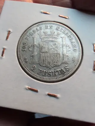 2 Pesetas Plata 1869 España