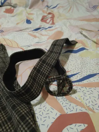 Falda larga de cuadros beige y marrón